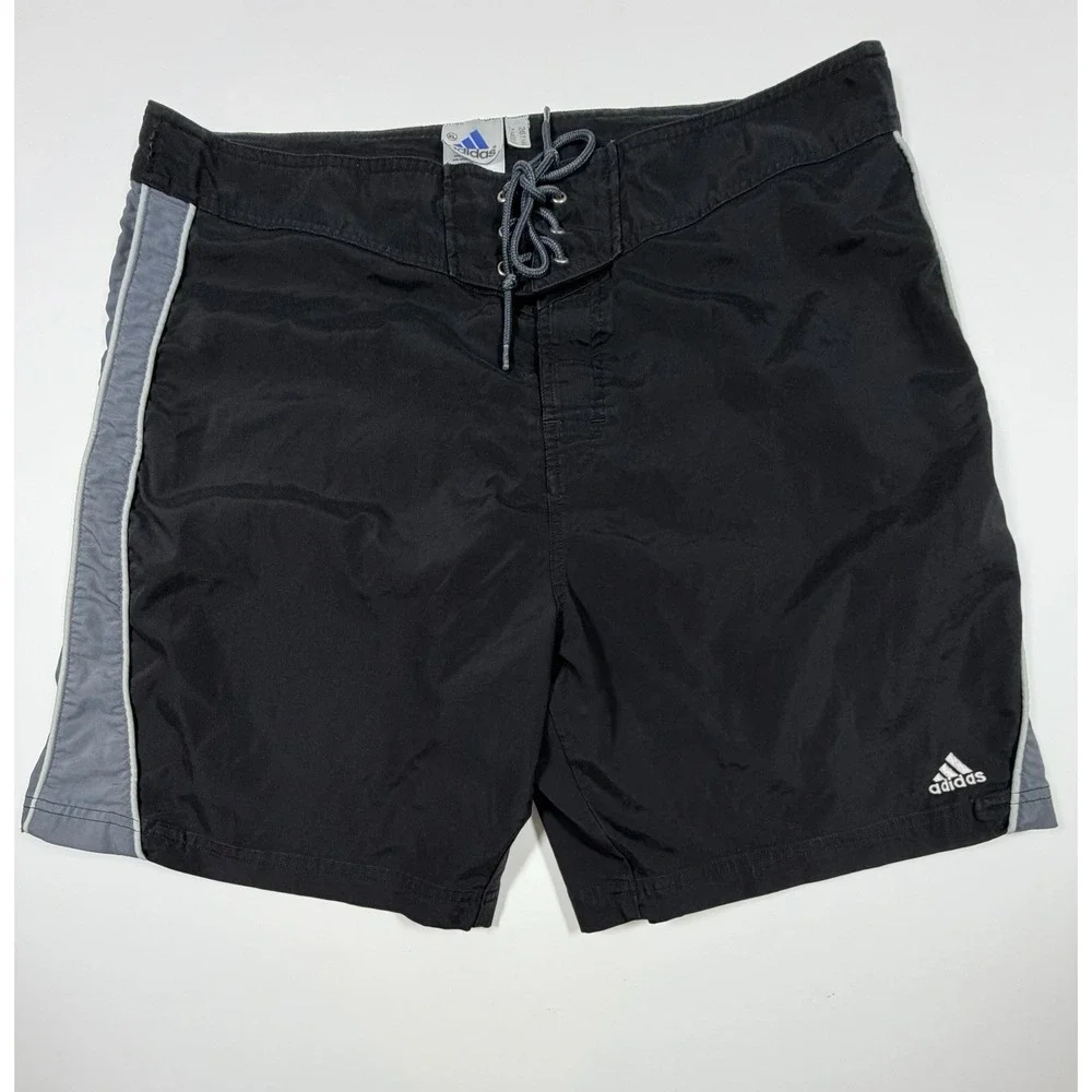 Adidas Board Shorts Men's Size XL  Black Vintage 90s Swim Trunks 8